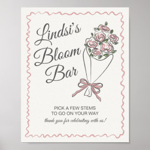 Pink Flower Market Fresh Floral Bloom Bar Sign