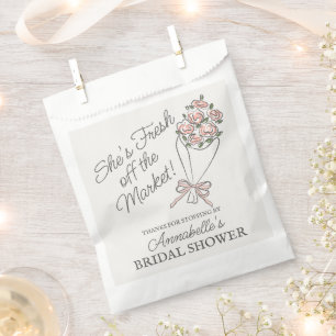 Pink Flower Market Fresh Floral Bridal Shower Favour Bags
