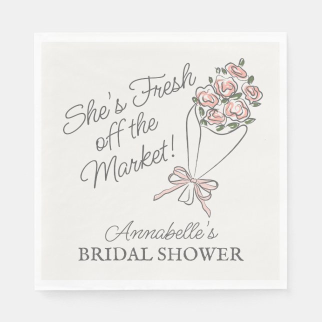 Pink Flower Market Fresh Floral Bridal Shower Napkin (Front)