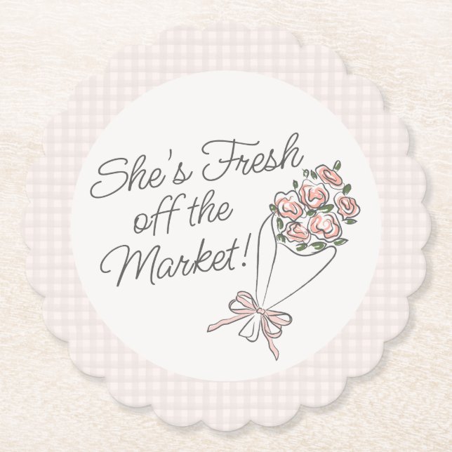 Pink Flower Market Fresh Floral Bridal Shower Paper Coaster (Front)