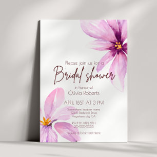 Pink Flower Minimalist elegant Bridal Shower Invitation
