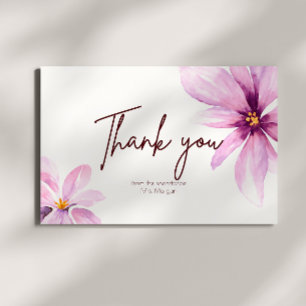 Pink Flower Minimalist elegant Bridal Shower Thank You Card