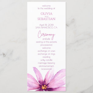 Pink Flower Minimalist elegant wedding Programme