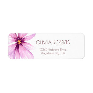 Pink Flower Minimalist Return Address Label