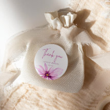 Pink Flower Minimalist Watercolor Thank you