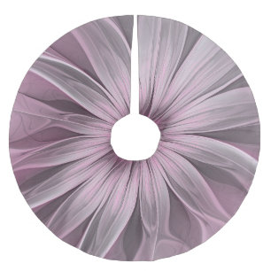 Pink Flower Modern Abstract Floral Fractal Art Brushed Polyester Tree Skirt