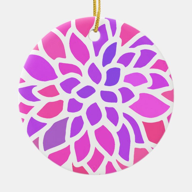 Pink Flower Modern Colourful Ceramic Tree Decoration (Front)