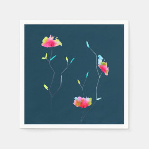 Pink flower modern simple Japanese inspired art Napkin