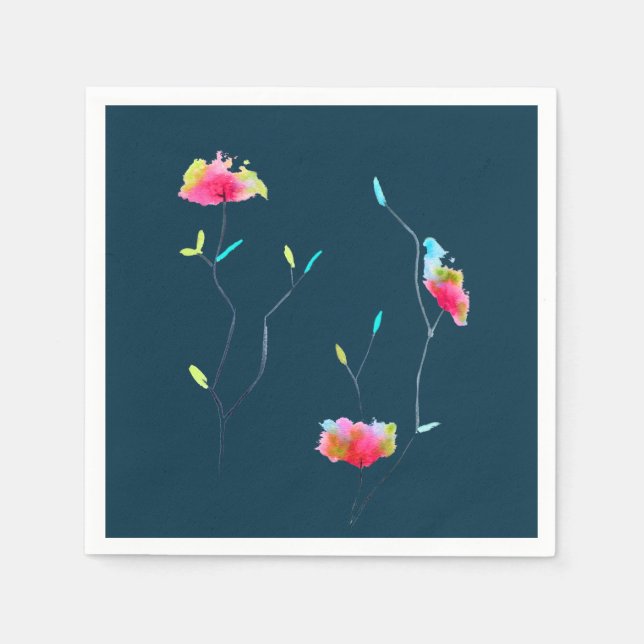 Pink flower modern simple Japanese inspired art Napkin (Front)