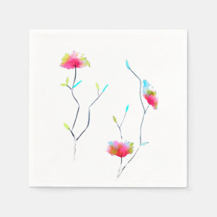 Pink flower modern simple Japanese inspired art Napkin