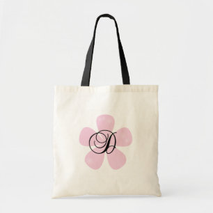 Pink Flower Monogram D Tote Bag