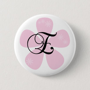 Pink Flower Monogram E 6 Cm Round Badge