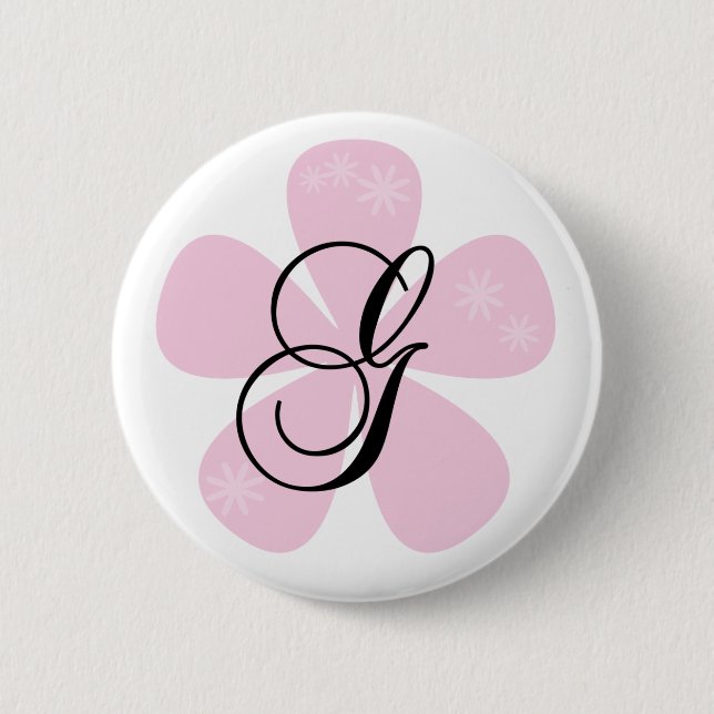 Pink Flower Monogram G 6 Cm Round Badge (Front)