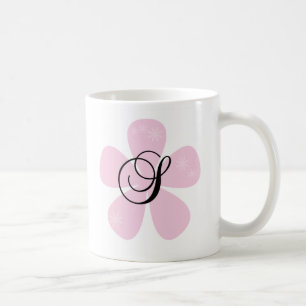 Pink Flower Monogram S Coffee Mug
