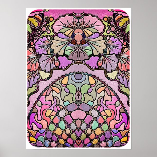 Pink flower mosaic poster (Front)