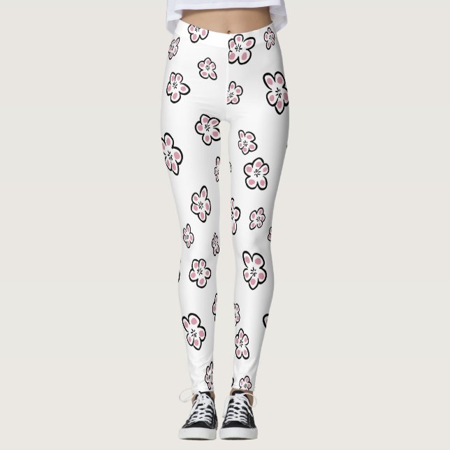 pink flower motif leggings (Front)