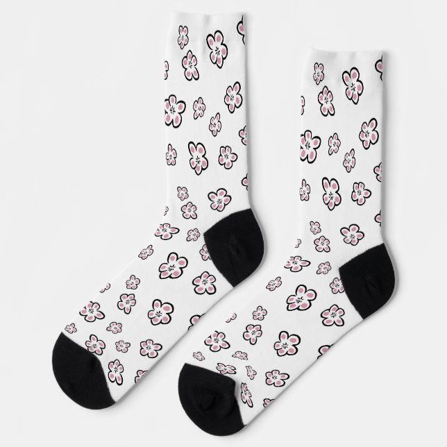 pink flower motif socks (Left)