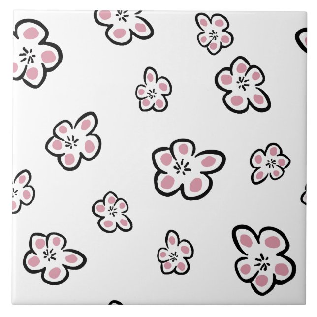 pink flower motif tile (Front)