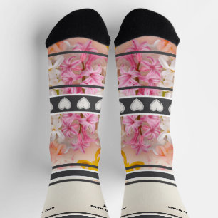 Pink Flower- Name Number Socks
