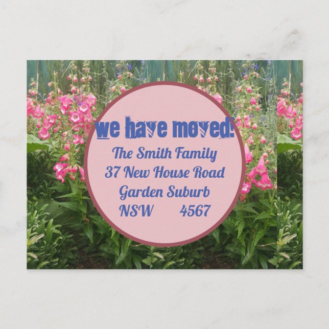 Pink Flower New Address Postcard We Are Moving (Front)
