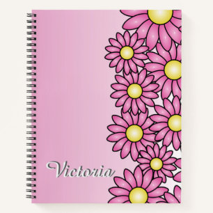 Pink Flower Notebook for Office, School, Artist