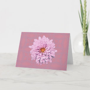 Pink Flower on Vintage Style Lavender Note Card