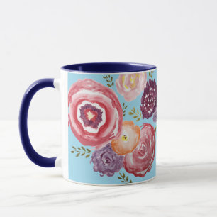Pink Flower Painting Bouquet Coffee Mug