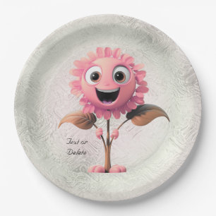 Pink Flower Paper Plate