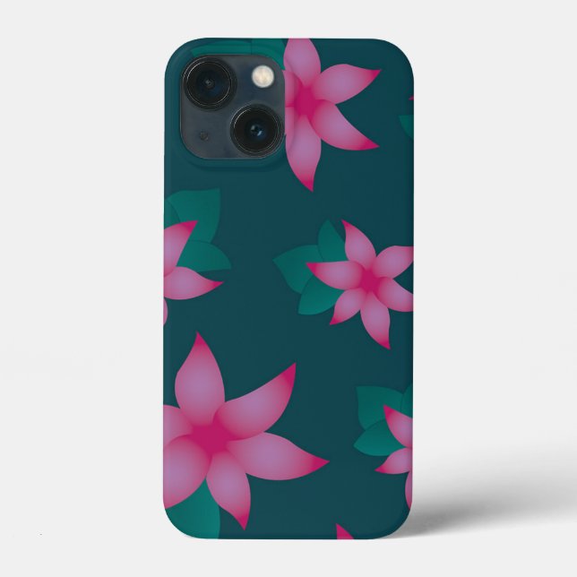 pink flower patron with green background Case-Mate iPhone case (Back)