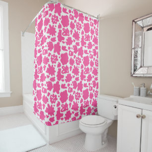 Pink Flower Pattern Large Shower Curtain