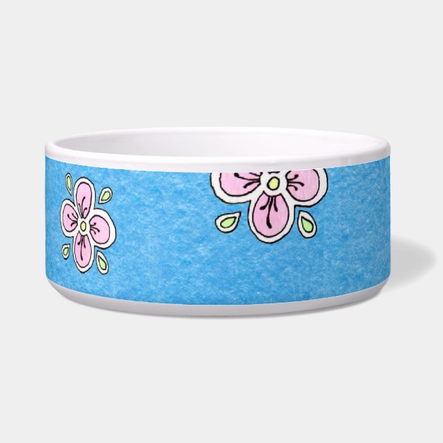 Pink Flower Pattern on Blue (Front)