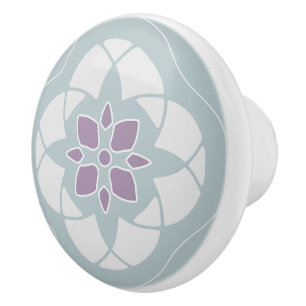 Pink Flower Pattern on Green Ceramic Knob