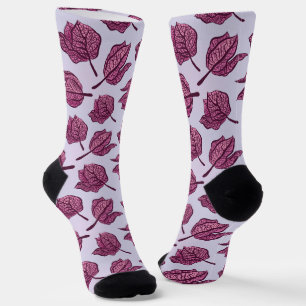 Pink Flower Pattern Pastel Floral Physalis Bloom Socks