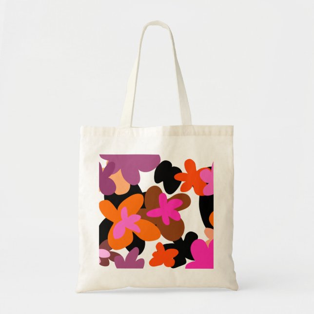 Pink flower pattern tote bag (Front)