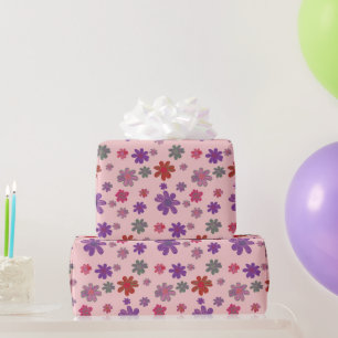 Pink flower pattern wrapping paper