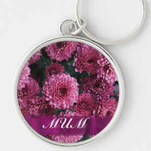 Pink flower personalised mother key ring