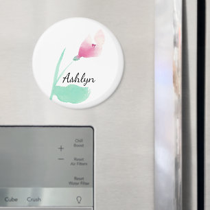 Pink Flower Personalised Name Magnet