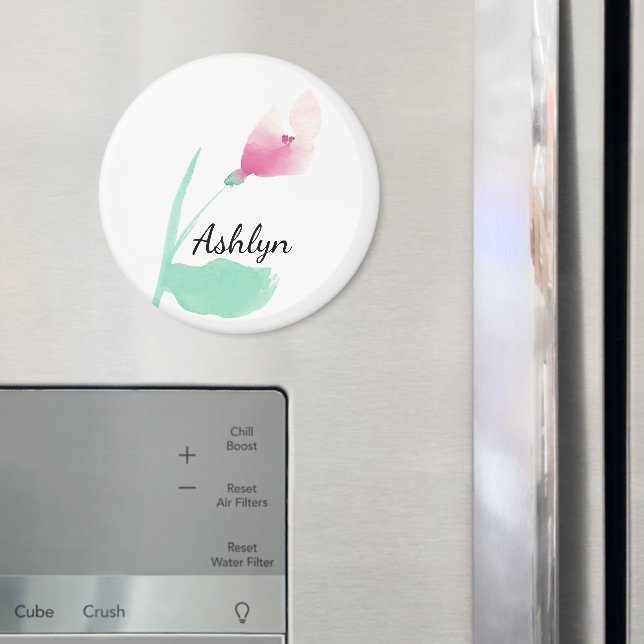 Pink Flower Personalised Name Magnet (In Situ (Fridge))