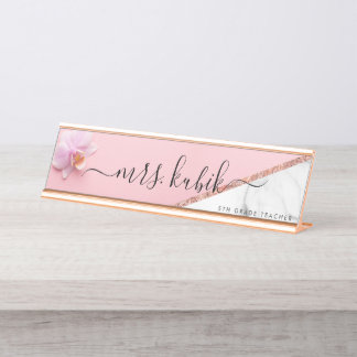 Pink Flower Personalised Teacher Desk Name Plate