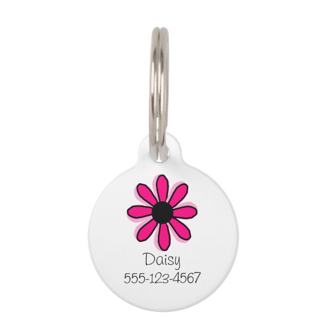 Pink Flower Pet Tag (Front)