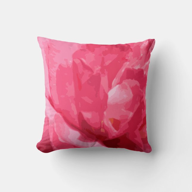 Pink Flower Pillow Watercolor Floral Garden (Front)