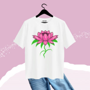 Pink flower plus size T-Shirt