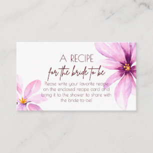 Pink Flower Recipe for the bride Enclosure Card