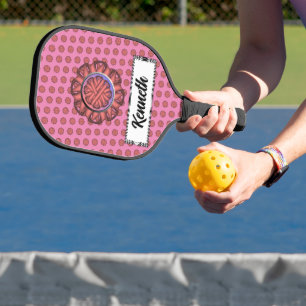 Pink Flower Ribbon by Kenneth Yoncich Pickleball Paddle