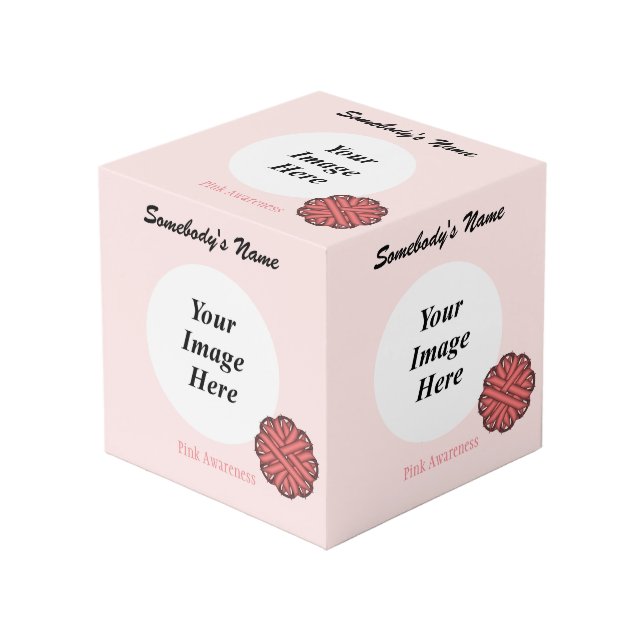 Pink Flower Ribbon Template by Kenneth Yoncich Cube (Front Angled)