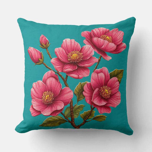 🌸 Pink Flower Room Decor Accent Gift Idea 🌸 Cushion (Front)