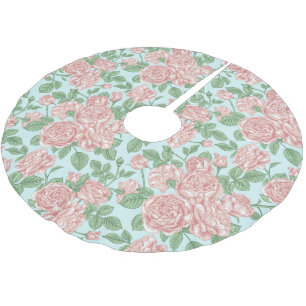Pink Flower Rose Garden Bouquet Pattern Brushed Polyester Tree Skirt