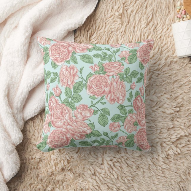 Pink Flower Rose Garden Bouquet Pattern Cushion (Blanket)