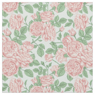 Pink Flower Rose Garden Bouquet Pattern Fabric