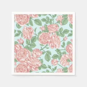 Pink Flower Rose Garden Bouquet Pattern Napkin
